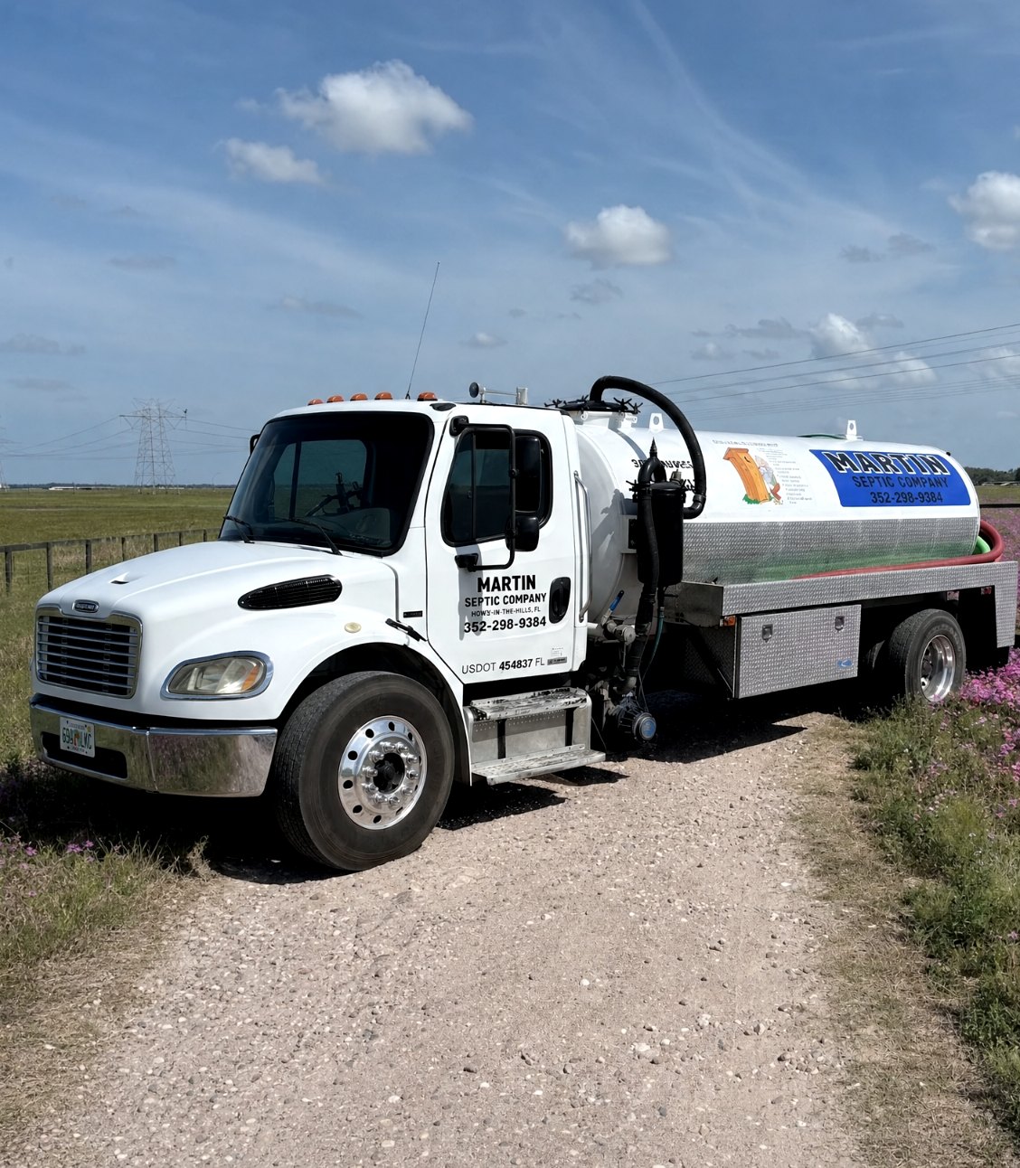 The Martin Septic vacuum truck at a job site