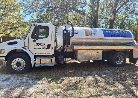 Martin Septic pump truck at a residential job